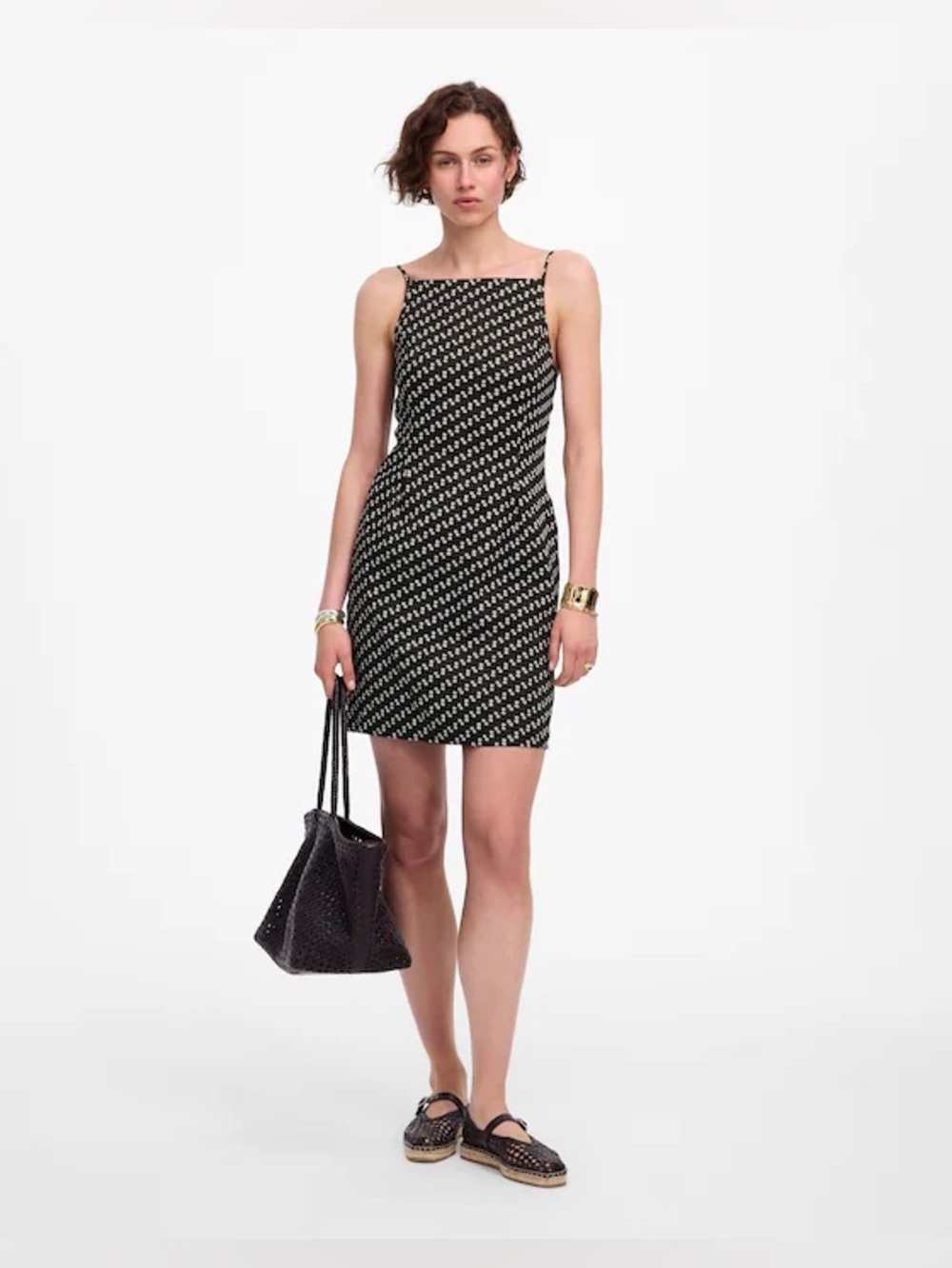 Madewell High-Neck Mini Dress in Dot